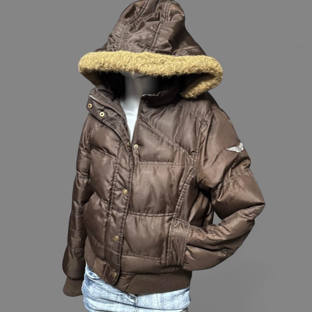 SWE Vintage Y2K Brown Faux-Fur Trim Hood Jacket